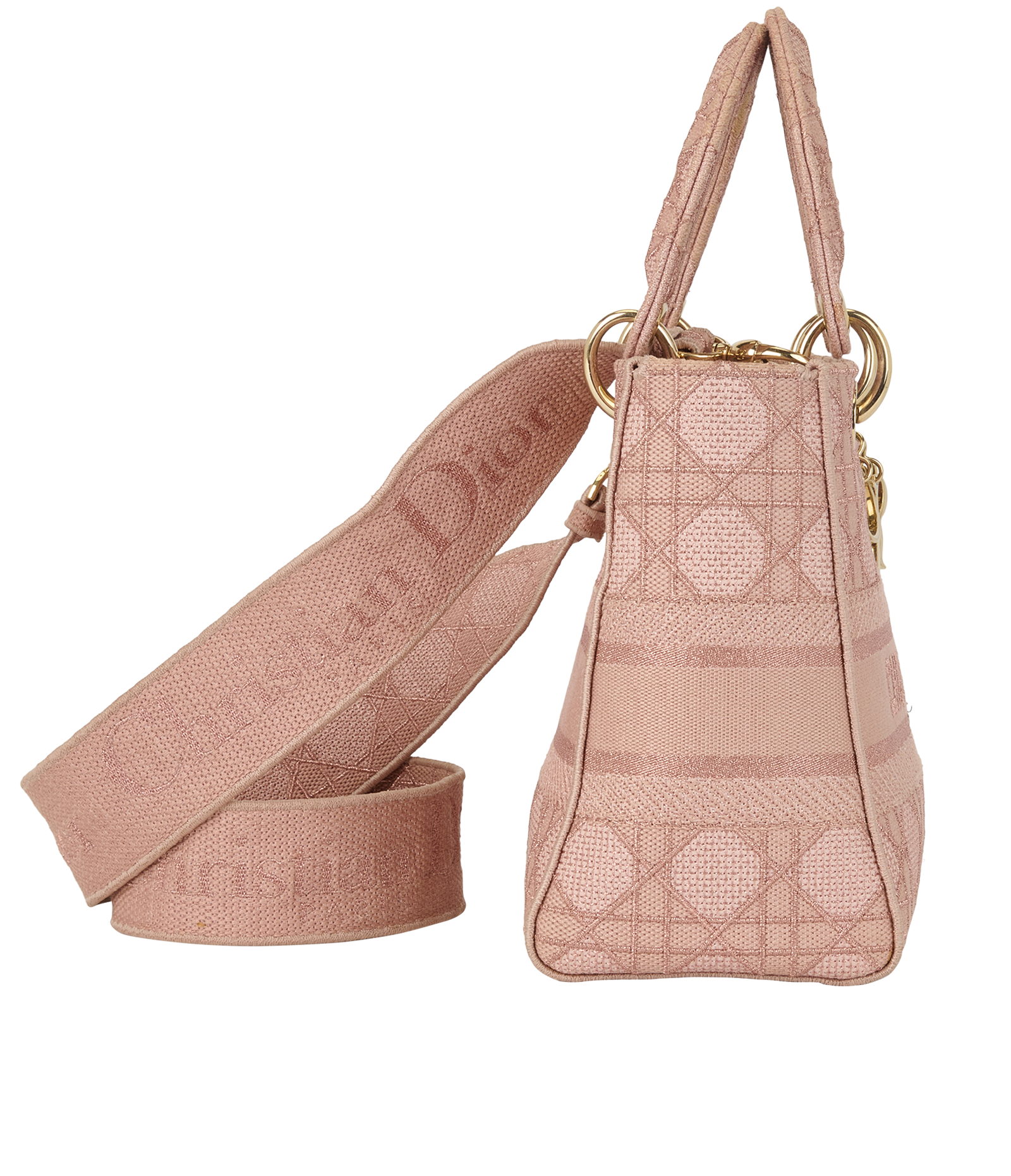 Medium Lady D-Lite, &pound;1,900, Handbags, Pink, Fabric, Side view